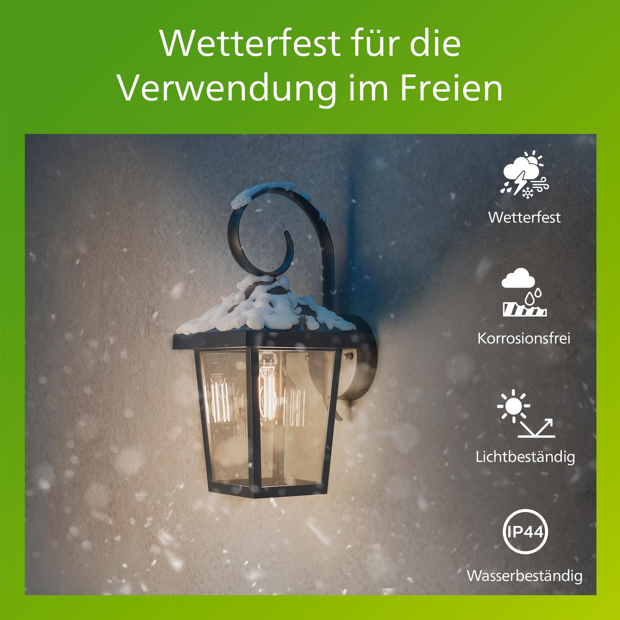 PHILIPS Buzzard Outdoor-Lampe, Wandlampe, Außenbeleuchtung, IP44-Wetterfest, Langlebig, Aluminium, Klassisches Design, Schwarz, E27-Leuchtmittel Separat Erhältlich