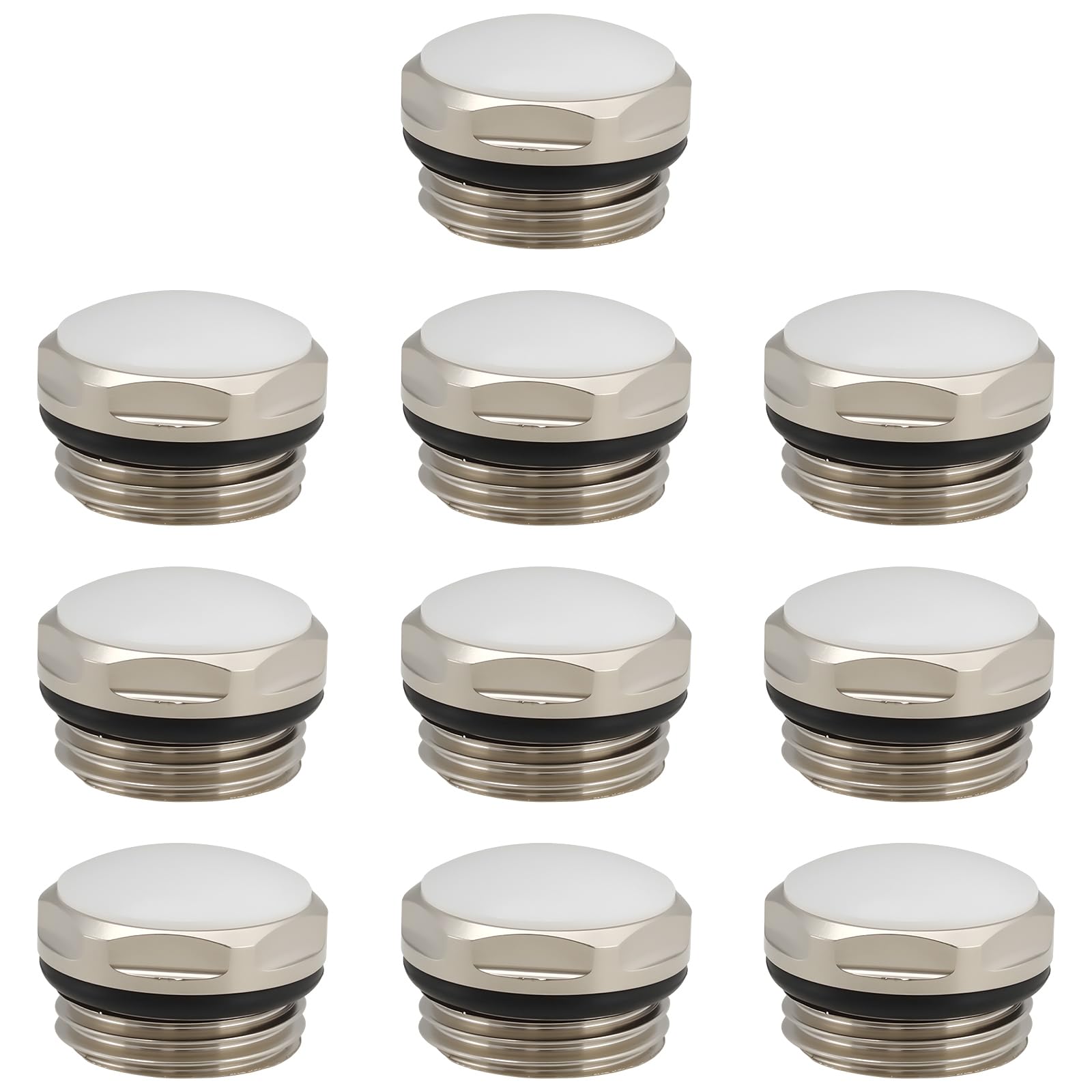VGOL 10pcs 1/2"BSP Radiator Cover Plugs Stop End Cap, Brass Nickel Plated, for Radiator, Silver