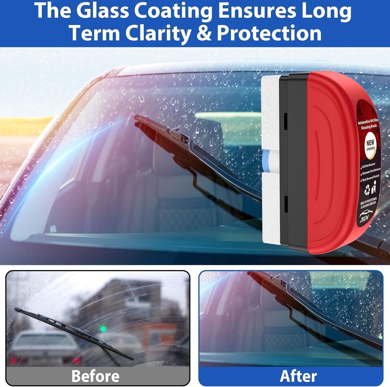AARUX Oil Film Cleaning Brush & Car Glass Cleaner Anti-Fog Spray | Windshield Defogger & Stain Remover for Interior & Exterior | Anti-Mist, Oil Stain Remover for Car Windows, Mirrors & Glass - Image 8 thumbnail