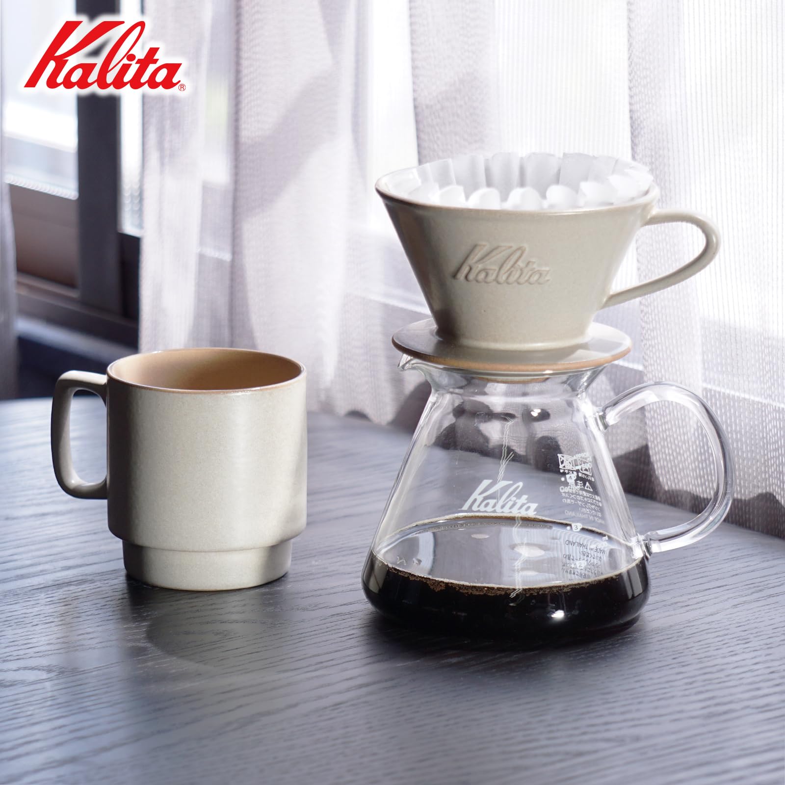 Kalita Wave-Serie Mino Ware Keramik Kaffee-Tropfer 1-2 Personen Sandbeige Japan