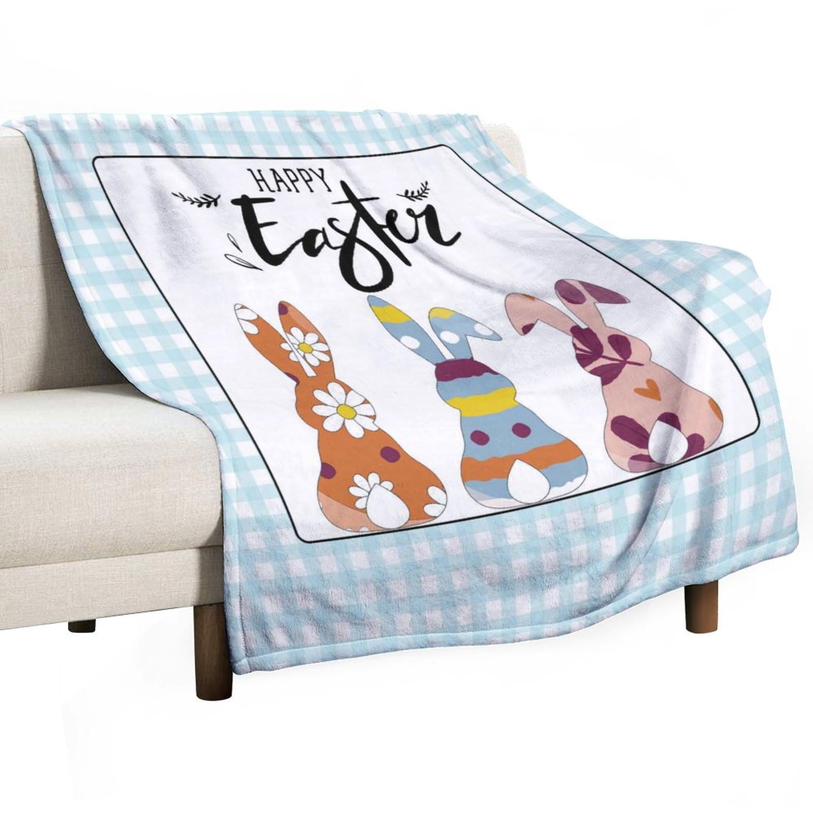 Couverture lapin de Pâques en peluche - Plaid doux et cadeau de mariage ou de crémaillère