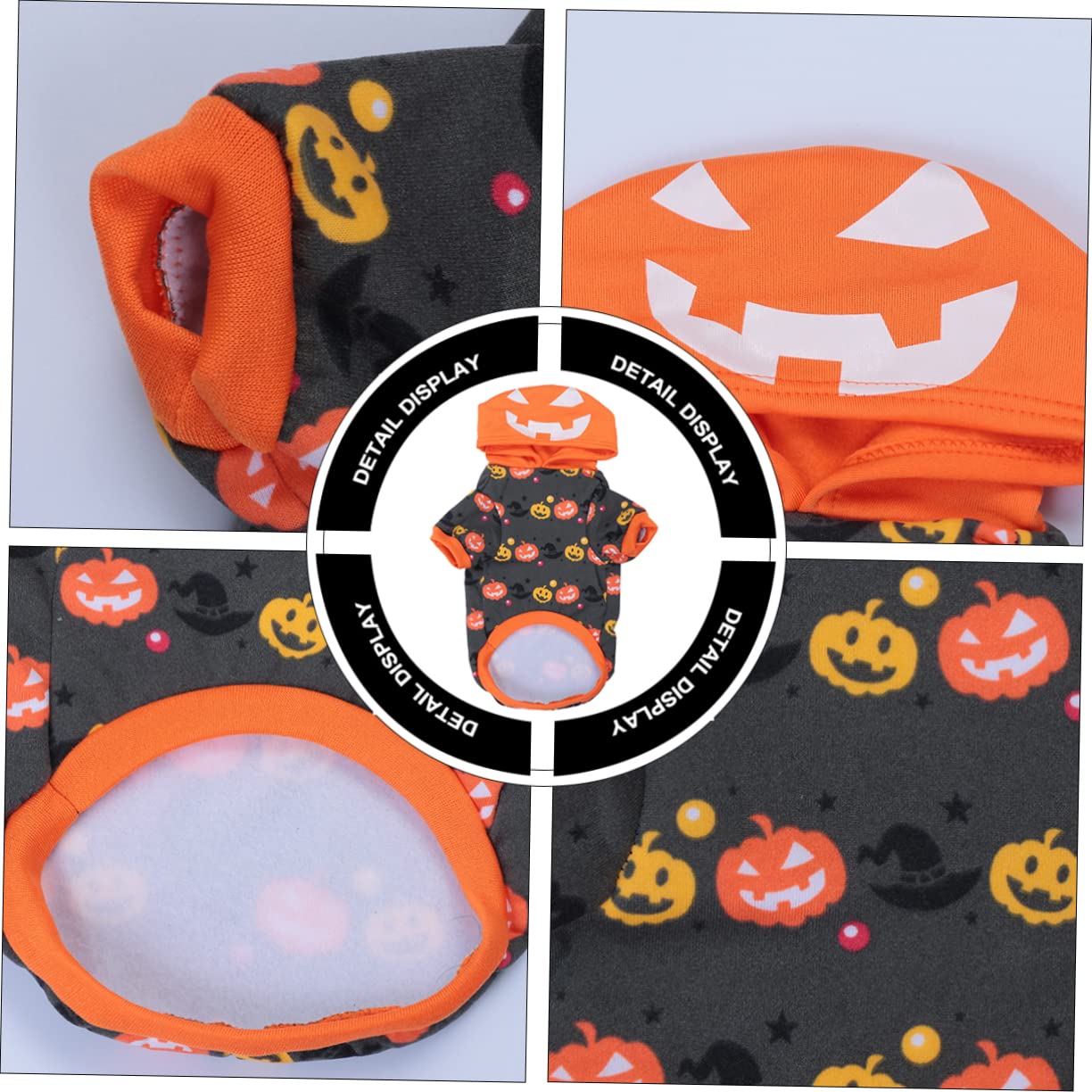 HMJGDHX 2 Pezzi Cappotto per Abbigliamento per Costumi per Animali Domestici per Halloween Cosplay Vestiti di Zucca per Cani Orecchie per Cani per Giacca per Cuccioli