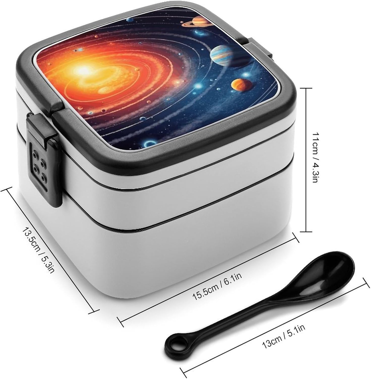 Adults Lunch Box Adult Bento Box Stackable Bento Box BPA-Free Outer Space Galaxy Solar System Lunch Box Food Container Ideal for Meal Prep, Work, And On The Go