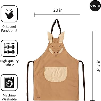 OTOTO Aproo Cooking Apron Cute Kitchen Apron with Pockets, Funny and Giftable Kitchen Accessories, Kangaroo Design - Kitchen GIfts, Funny Gifts, White Elephant Gifts (Brown Aproo Only)