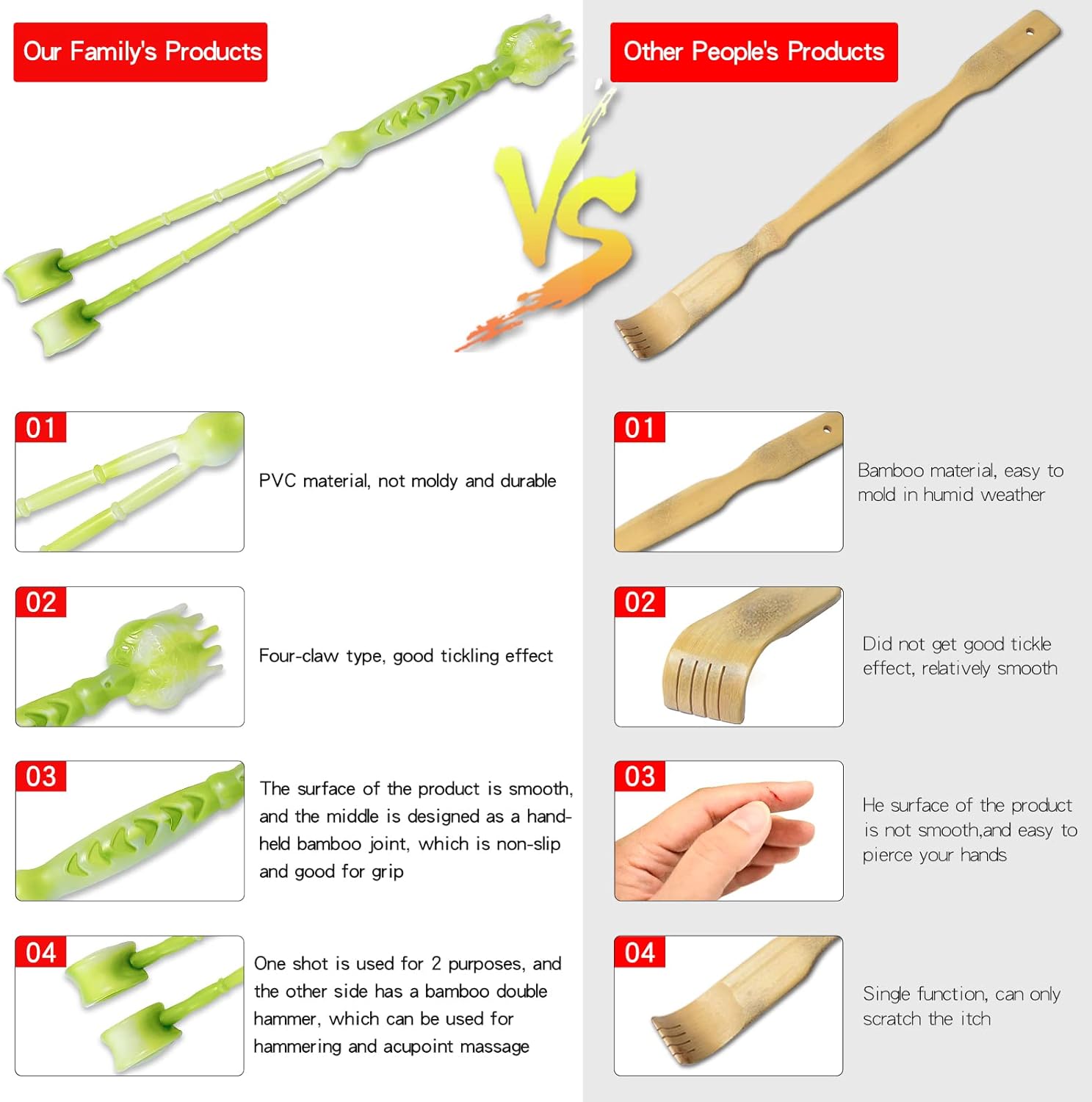 DFCV Precision Percussion Massager Back Scratchers for Adults Can Be Extended, Double-Headed use, Used for Scratching and Hammering Acupuncture Points,Sturdy Manual Massager Tool, Green-2 : Clothing, Shoes & Jewelry