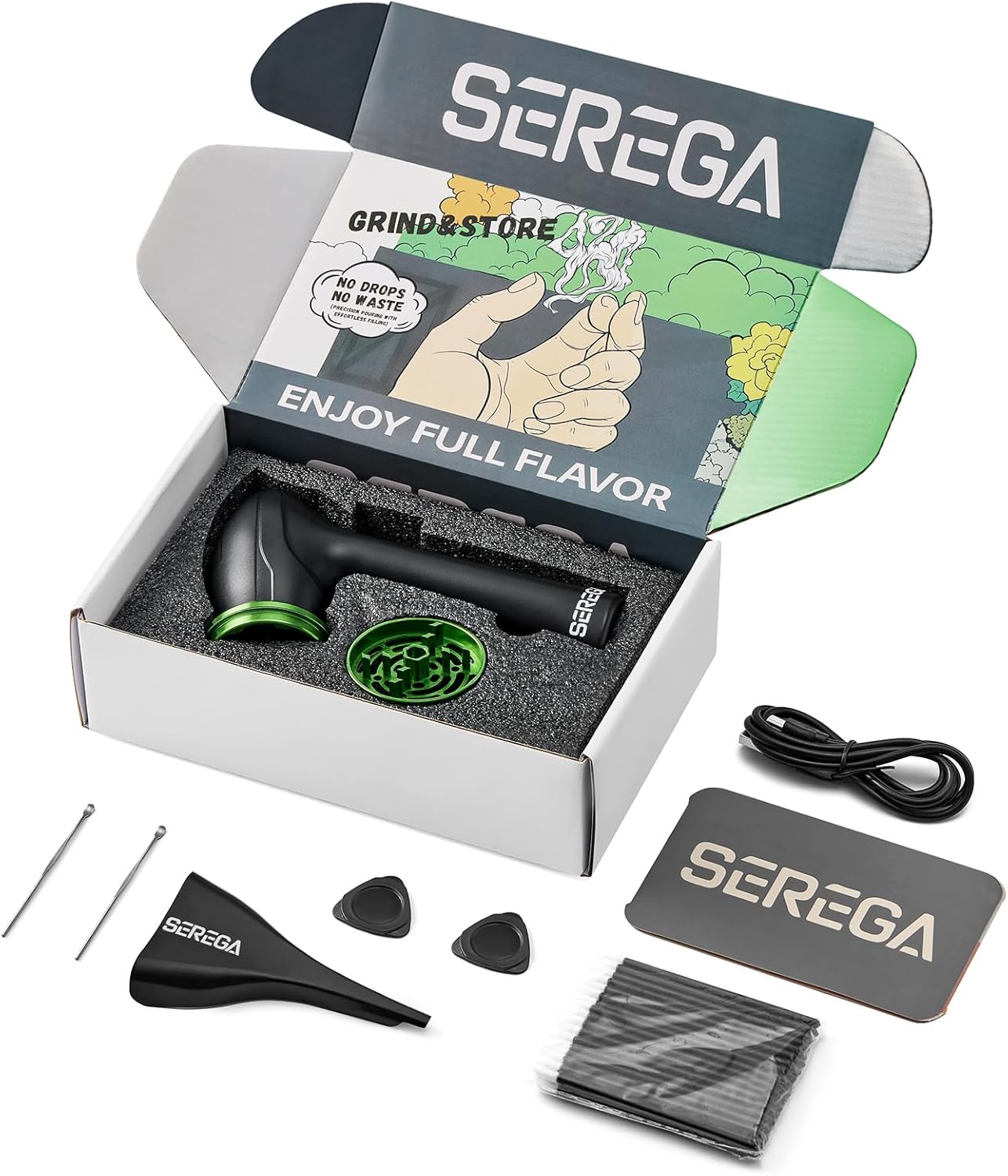 Electric Herb Grinder, Spice Grinder Electric for Kitchen, Type-C Rechargeable, Portable and Compact Design, Efficient Grinding with No Waste, Long-Lasting, Kitchen Tools - BLACK