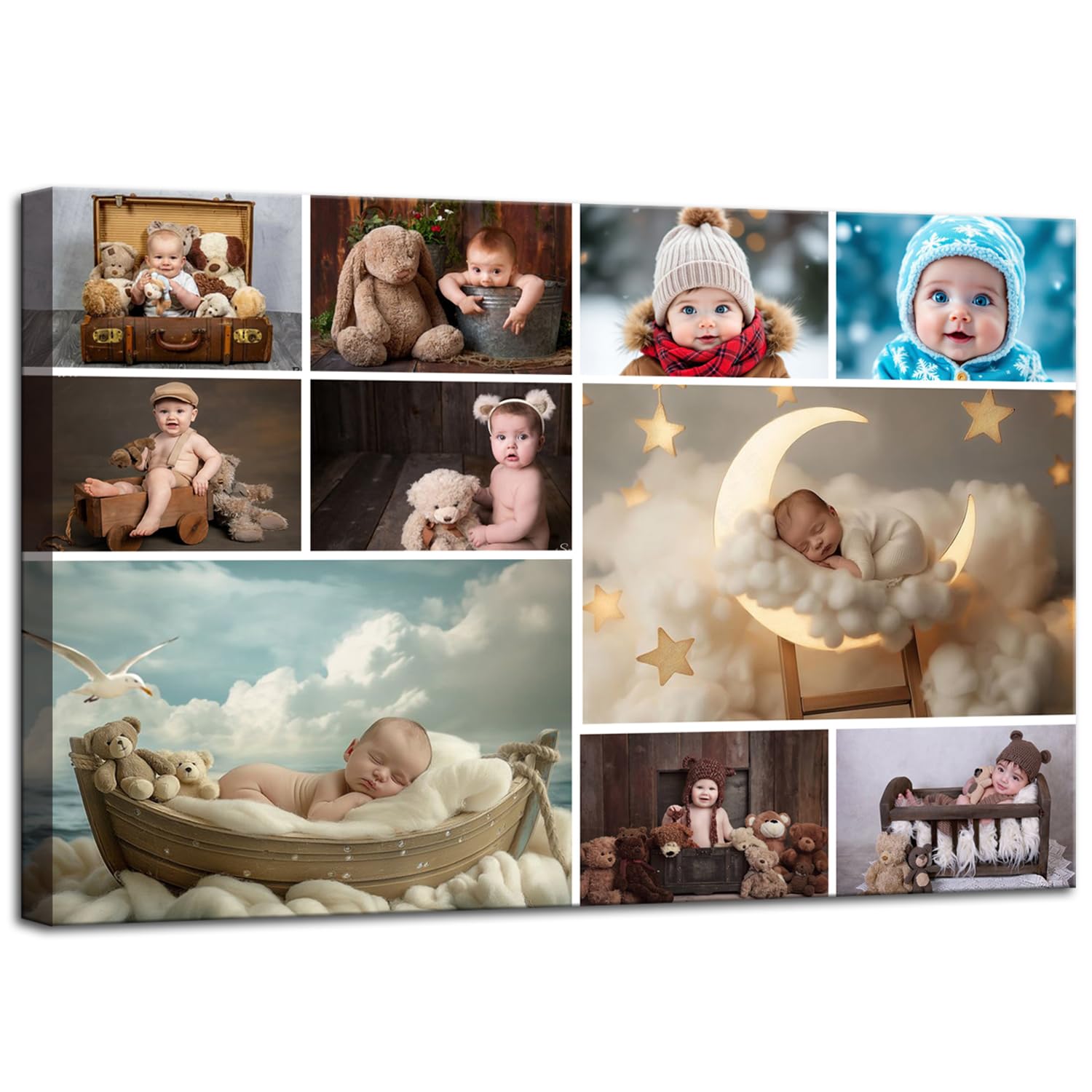 ZHIYYHAO Collage Canvas Prints with Your Photos Framed Personalized 10 Pictures Canvas Wall Art for Living Room Bedroom Study room Home Decor (CF-11,36.00L X24.00W'')