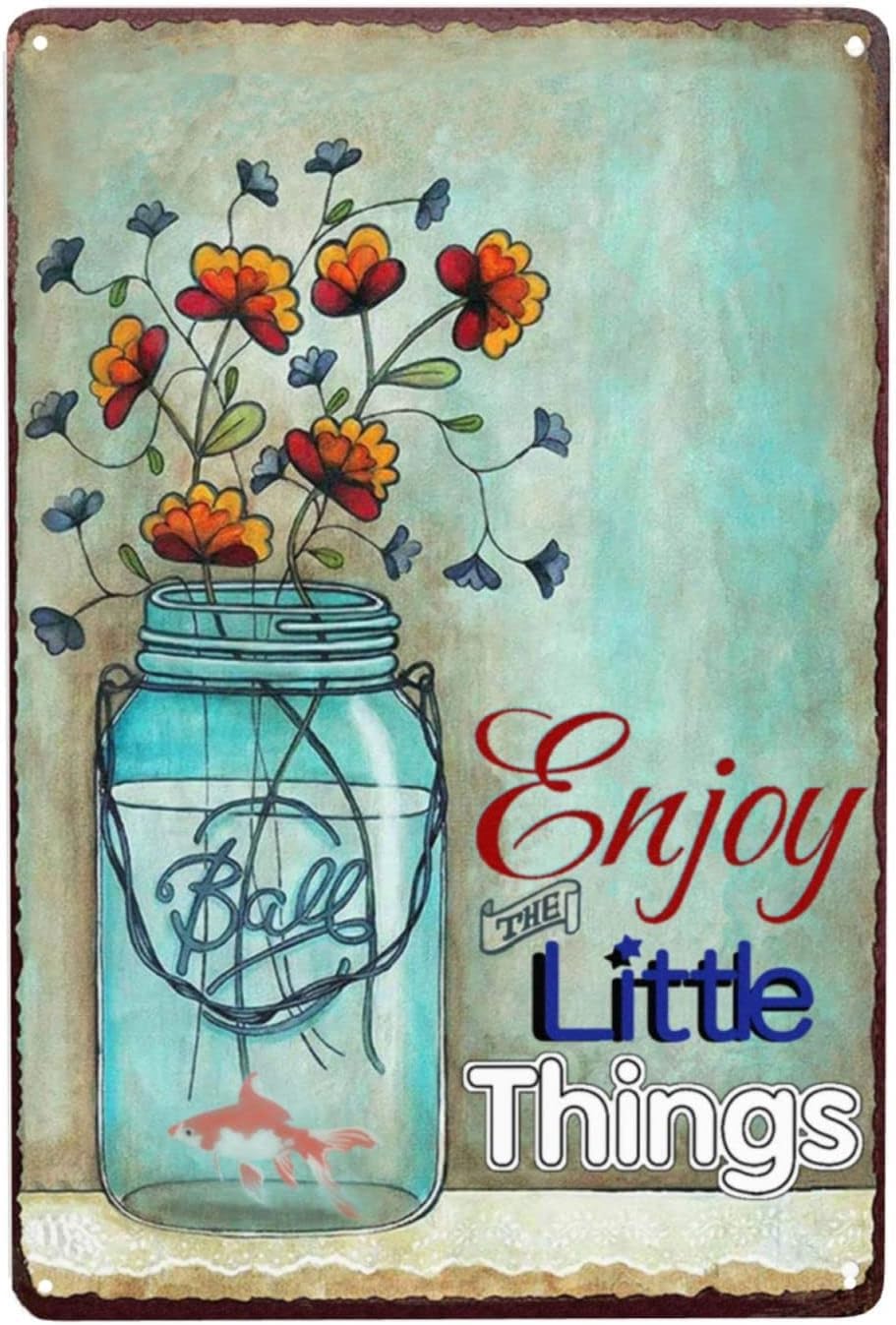 Kwqdozf Tin Sign-5 12X16inch Enjoy The Little Things Vintage Metal Aluminum Tin Sign Door Sign