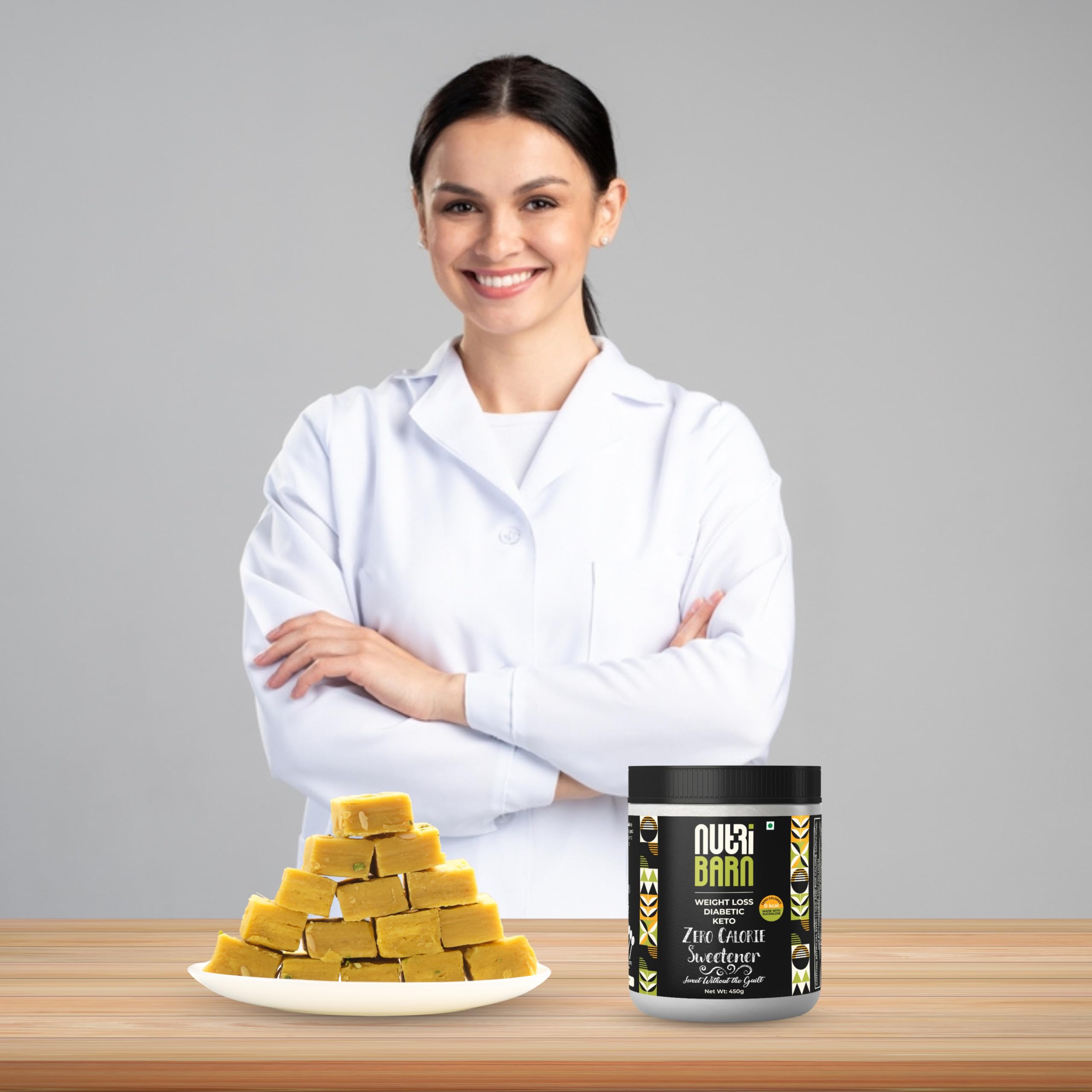 Nutribarn Zero Calorie Sweetener 450g. Sugar Free. 450 servings (1:4) 4x Sweeter than Sugar. Low Carb, Low Calorie Sugar Replacement. Zero Glycemic Impact 4