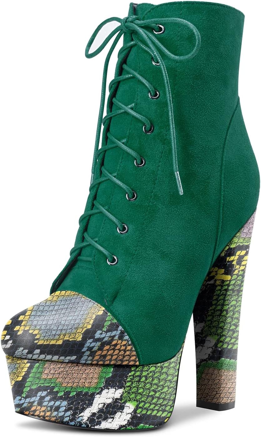 DearOnly Women Chunky Block Platform High Heel Round Toe Ankle Boots Short Bootie Zipper Party Cute Boots