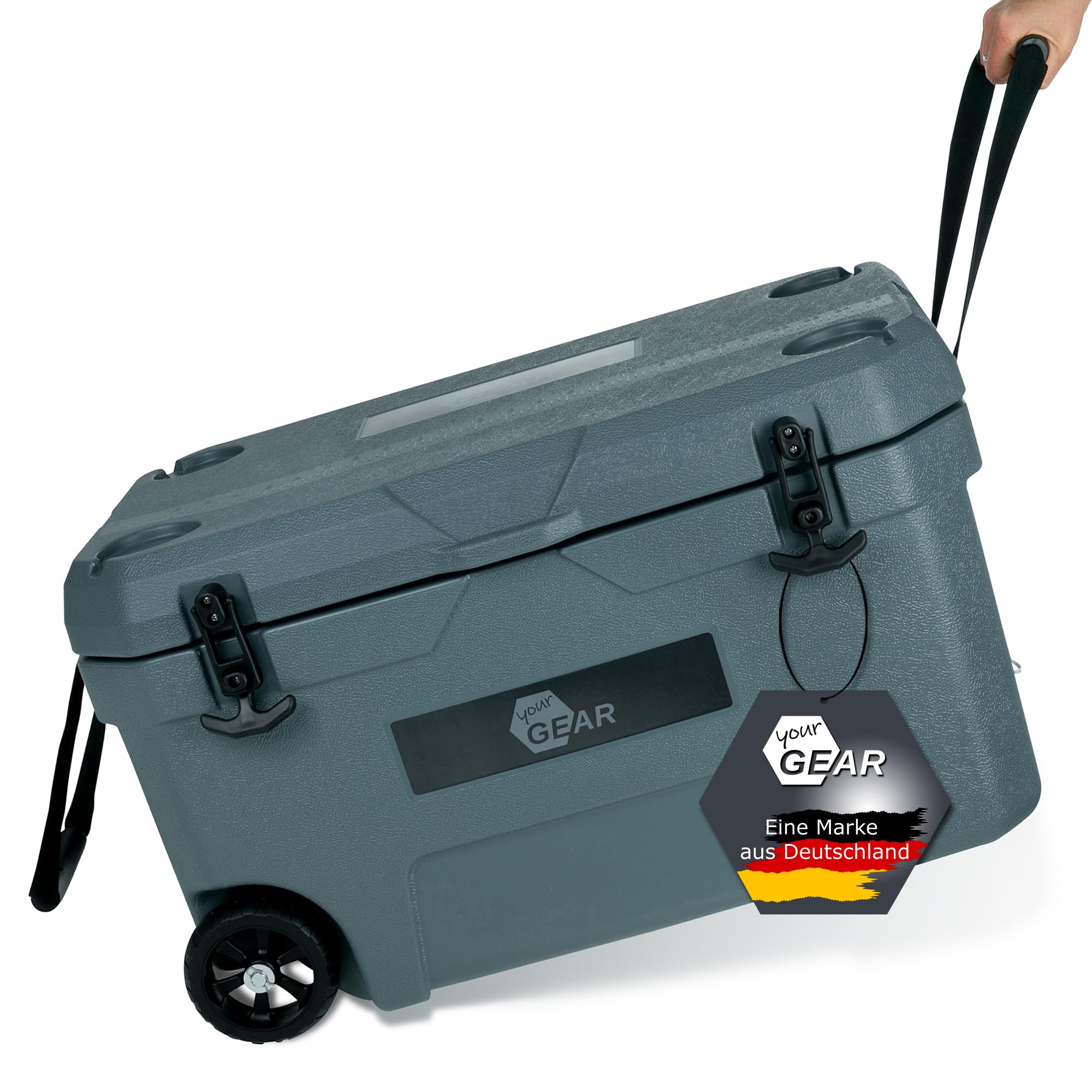 your GEAR Katmai Kühlbox 50L Volumen, 213h Kühlung, Robuste Thermobox mit Rollen, Energieeffizient, Perfekt für Camping, Festivals & Auto, Isoliert, Lebensmittelecht, Outdoor Kühltasche