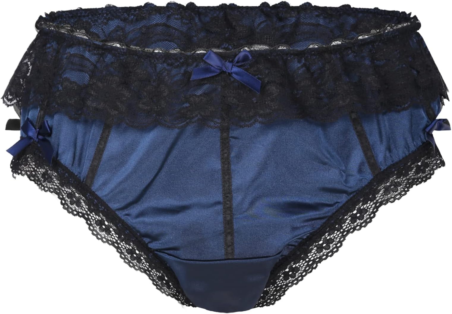 Men's Shiny Satin Lace Ruffle Underwear Bikini Briefs Sissy Crossdress Panties