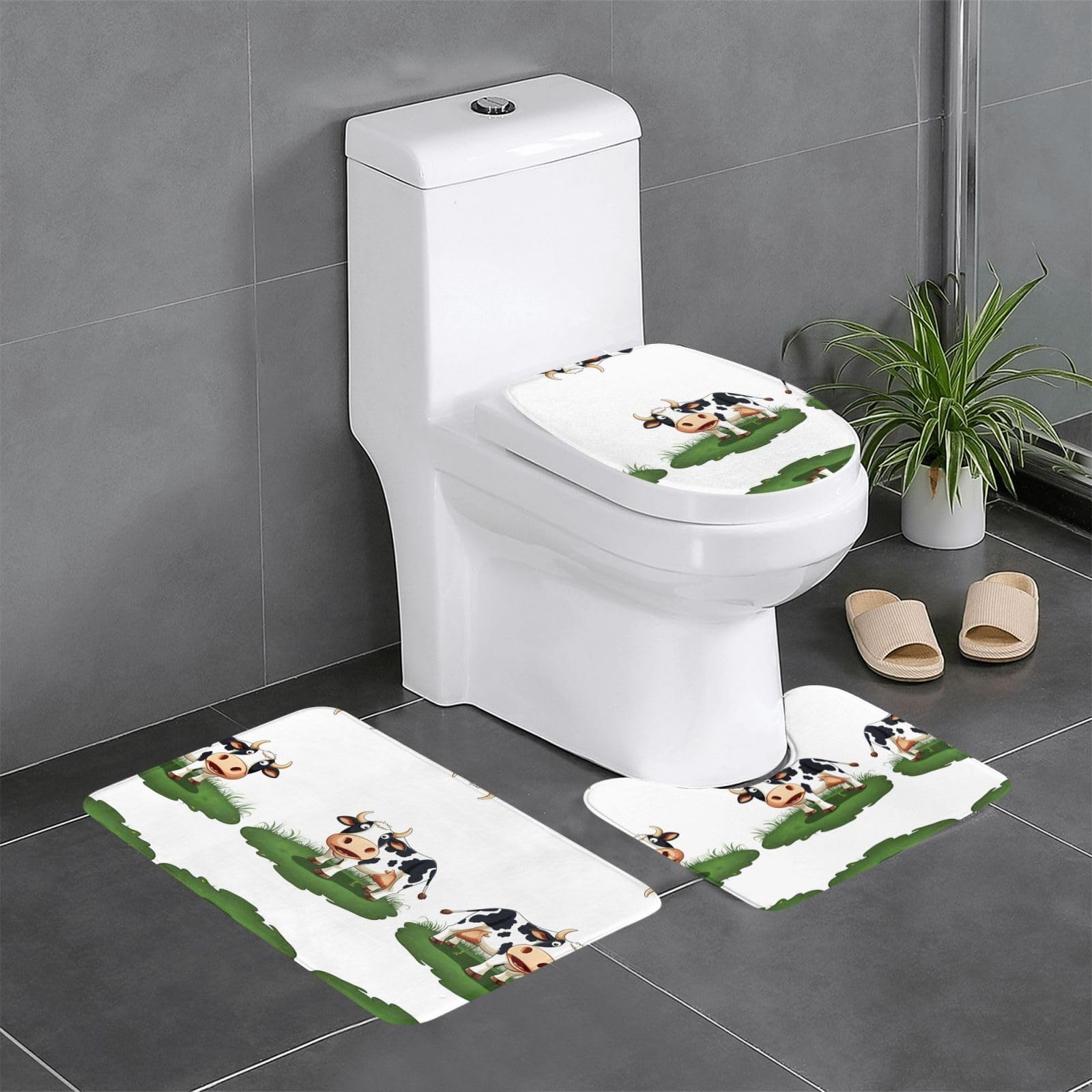 Tapis de salle de bain 61x40.6 cm lot de 3 pour toilettes et meuble-lavabo