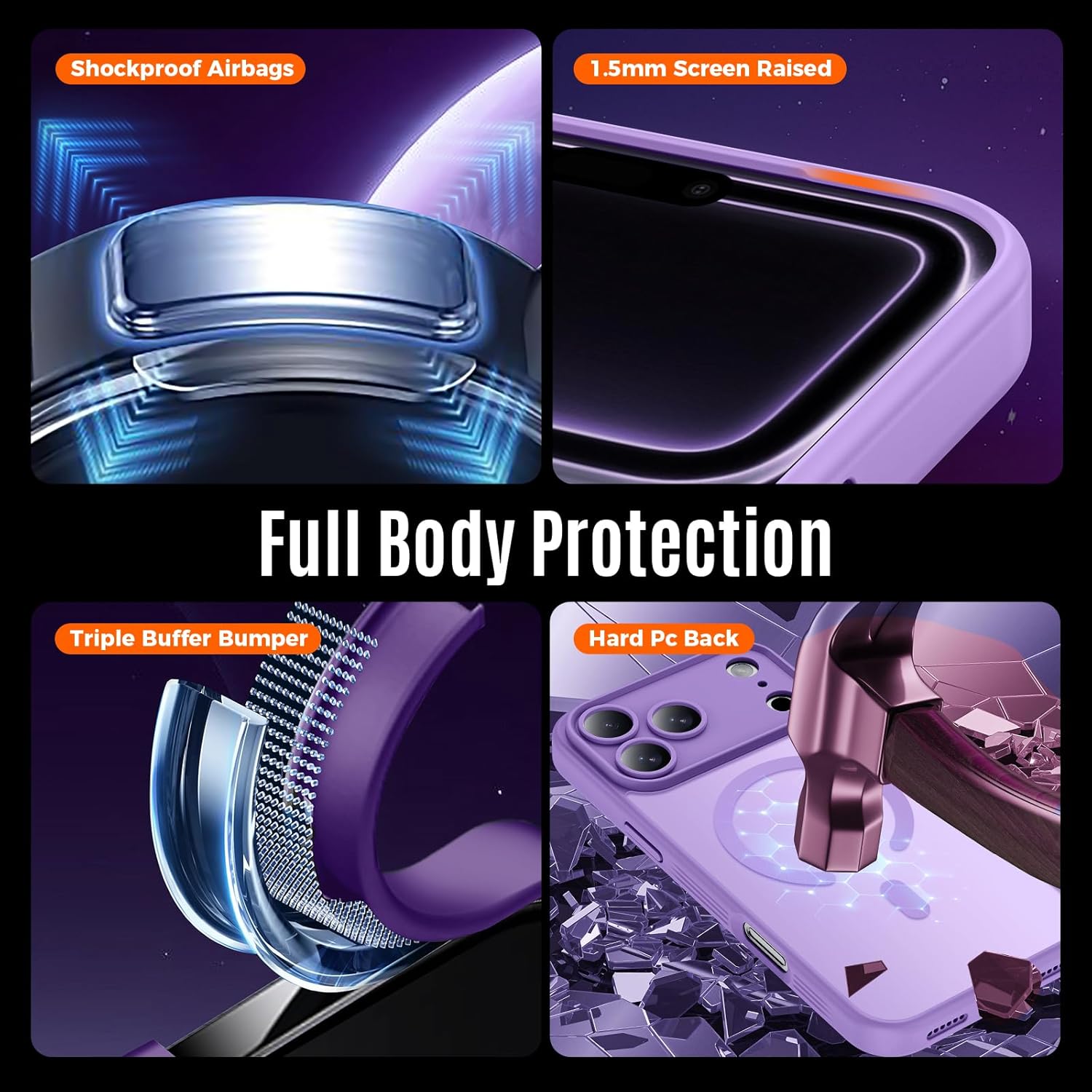 Designed for iPhone 17 Pro Max Case, Compatible with MagSafe, [Camera Protection] [15FT Military Drop Protection] Shockproof Translucent Matte Anti-Slip Phone Case, 6.9", Light Purple