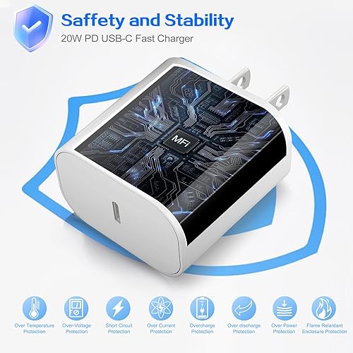 Miniatura 4 de Cargador para iPhone 17 y 16 Pro, carga rápida de 20 W, USB C, paquete de 2 cargadores rápidos para iPhone de 6 pies tipo C, cable de carga rápida