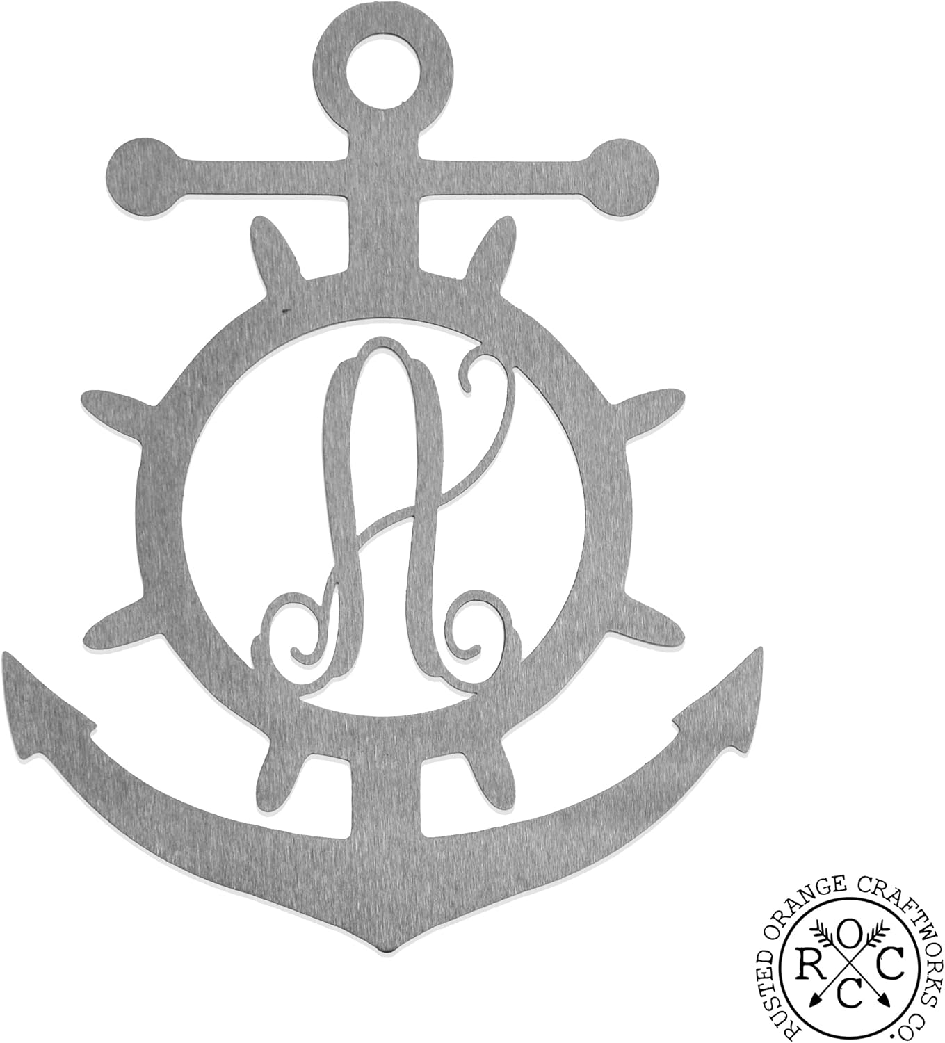 Anchor Monogram – Nautical Wall Decor | Personalized Anchor with Ship Wheel | Coastal Metal Monogram Sign