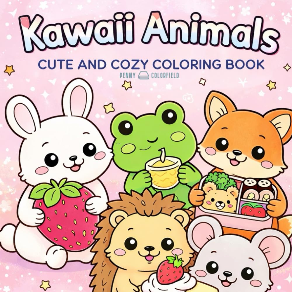 Kawaii Animals Coloring Book: A Bold & Easy Coloring Book with Cute Animals, Cozy Food Scenes, and Simple Pages for Kids Ages 4–8