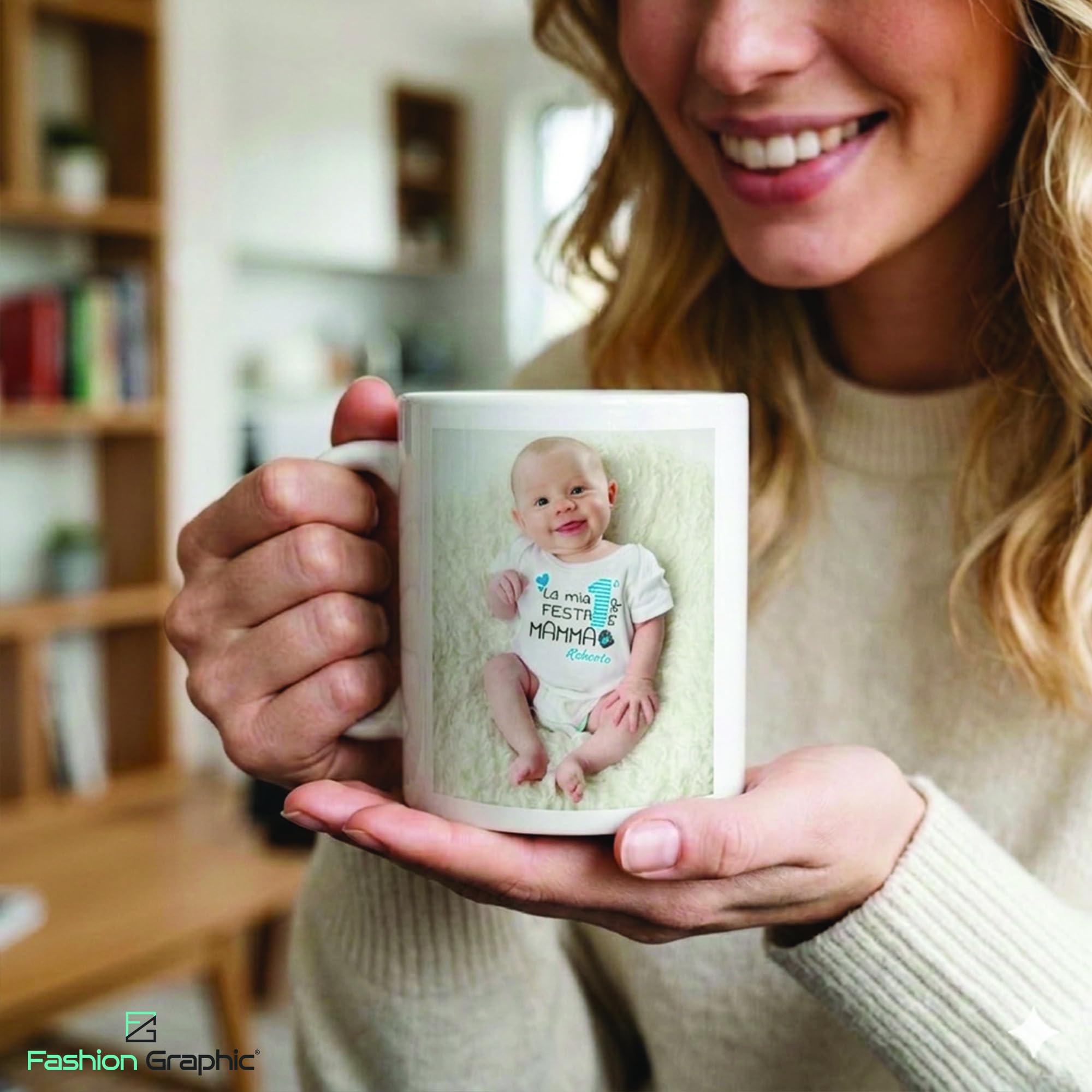 Set cinque tazze colazione per famiglia, papà, mamma e bambina o bambino, con scritta nome personalizzabile - Italia