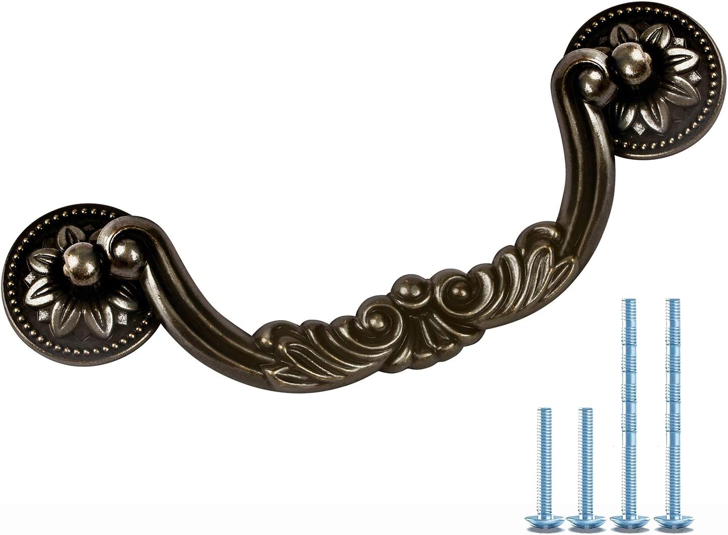 10-Pack 5" Vintage Dresser Drawer Pull Handles Antique Bronze Rustic Kitchen Cabinet Handle Pull Drop Bail Decorative 5 Inch Center Hole Spacing128mm (10, 5" Hole spacing)