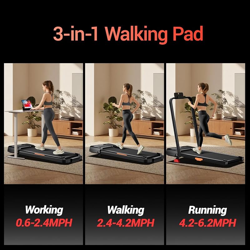 Walking Pad with 15% Incline, Portable Under Desk Treadmill, Foldable Treadmills for Home, 2.5 HP Quiet Walking Pad with 300 LBS Capacity image 2