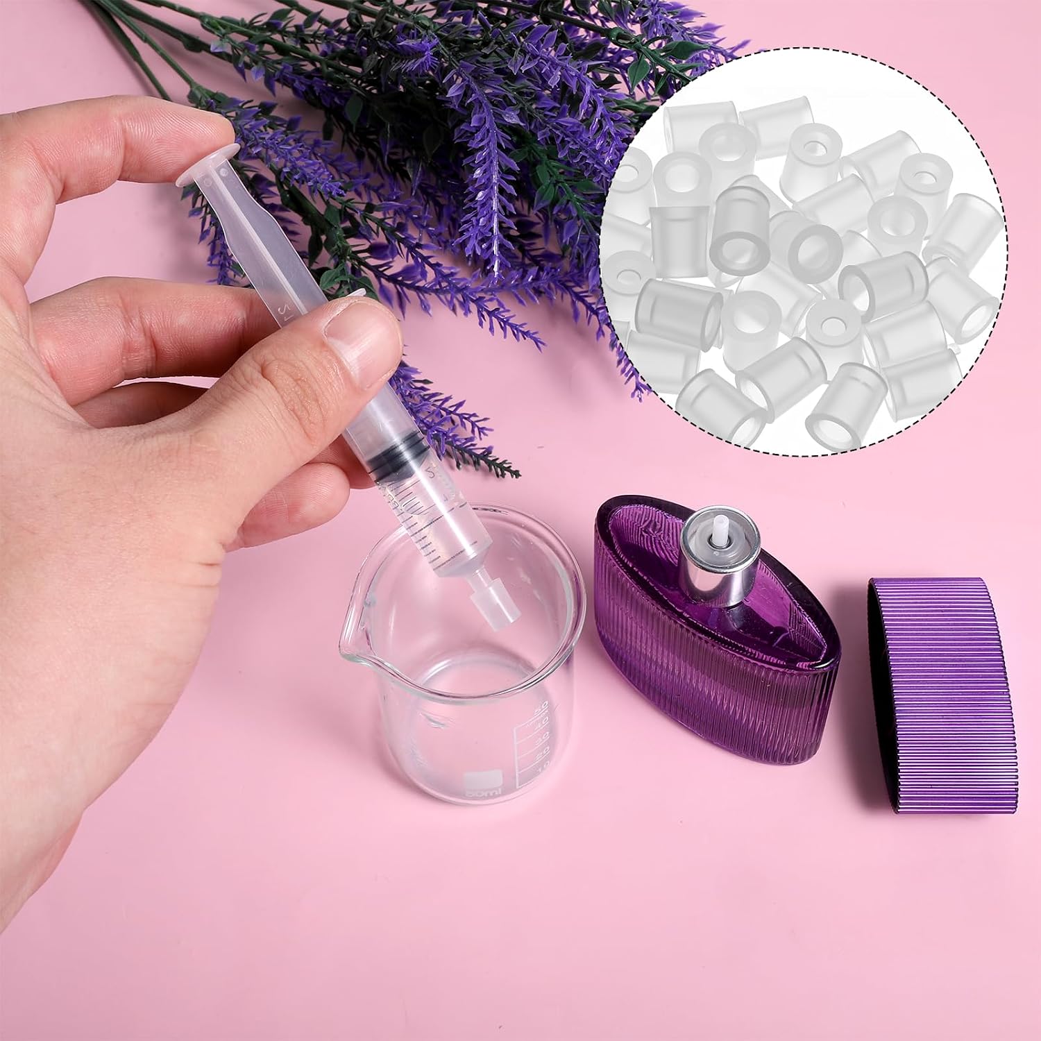 100 Pcs Perfume Syringe Extractor Perfume Refill Tool Adapters Plastic Liquid Adapter Applicator Adapter for Perfumes Transfer to Empty Bottles, Travel Refillable Atomizers Spray Bottle