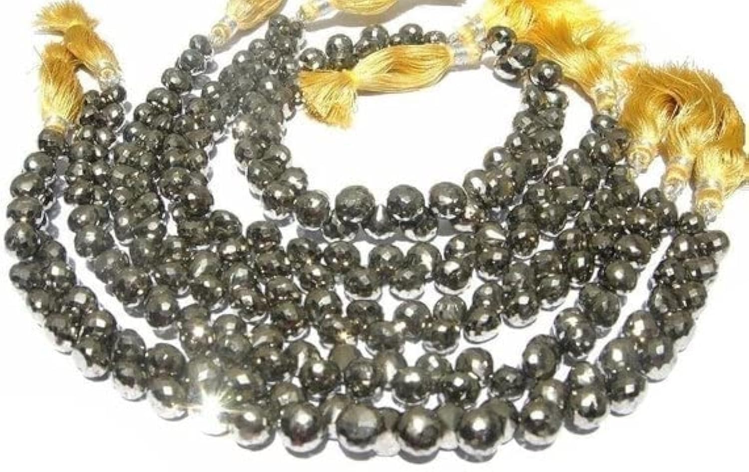 Pyrite micro faceted de haute qualite en fil de 8 pouces pour joaillerie
