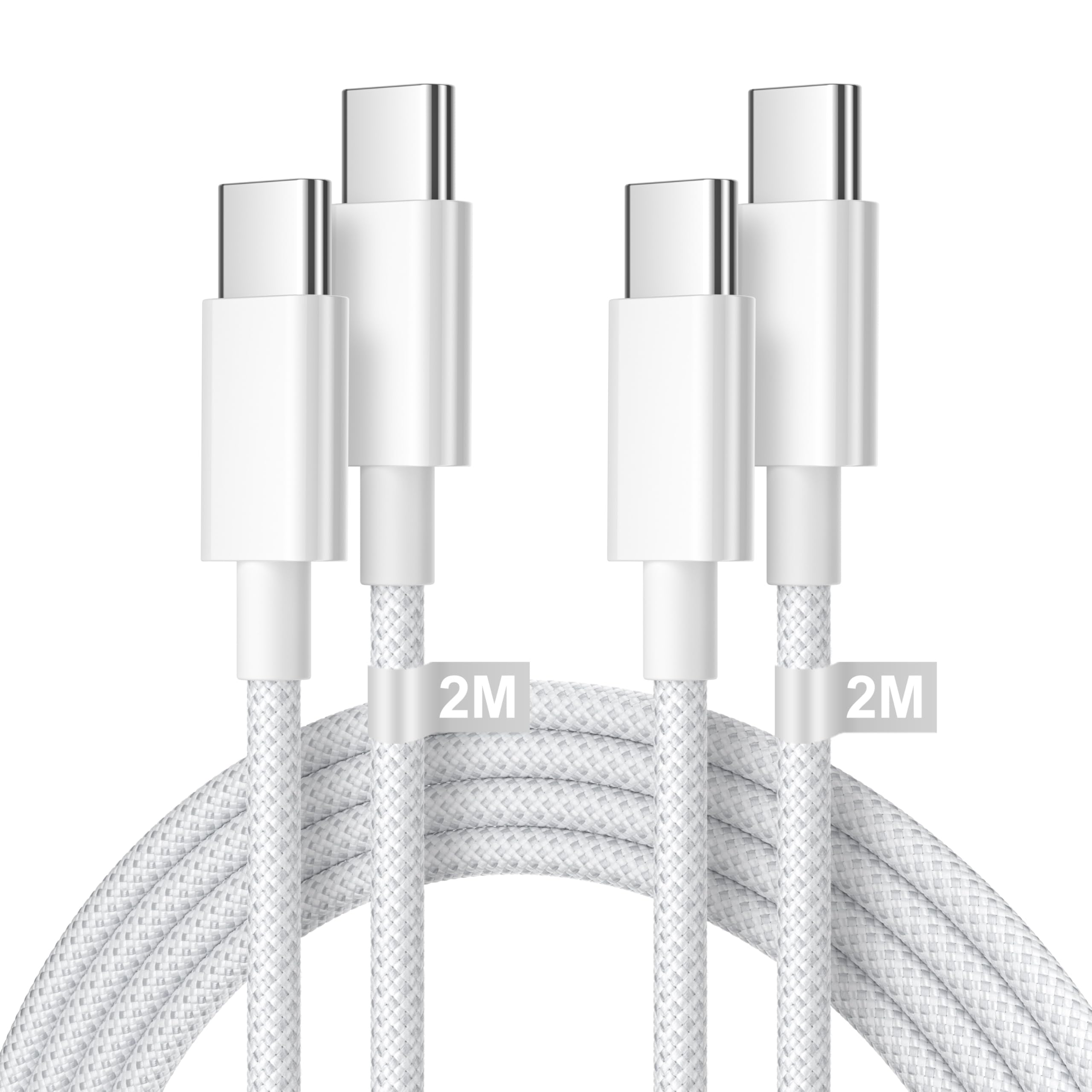 USB C to USB C cable 2M 2Pack, 60W iPhone 15 Charger Cable USB C Cable 2M Long charging cable type c Fast Charging Cable Type C to C Charger Cable for iPhone 17 16 15 Pro Max/Pro/17 Air, Macbook,iPad