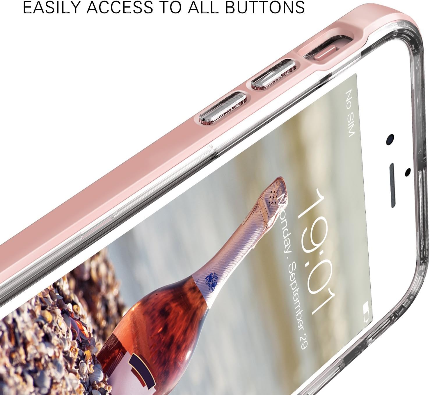 iPhone 8 plus Case, iPhone 7 plus Case, Clear Scratch Resistant Transparent Back Cover with TPU Rubber Shock Bumper for iPhone 8 plus & iPhone 7 plus Air Space Shockproof -Rose Gold