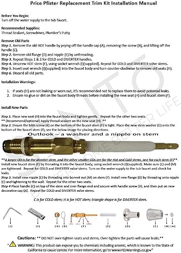 Miniatura 4 de SENTO - Juego de 3 manijas para bañera y ducha, grifos Pfister, fácil instalación, metal resistente, latón satinado