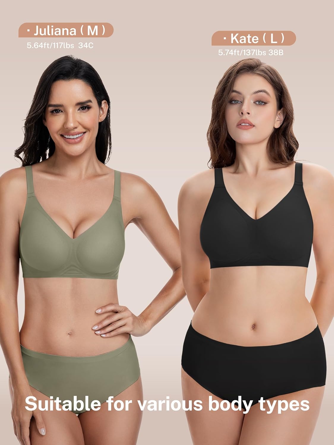 habibee Bra for Women No Underwire Comfort Seamless Bras Push Up Wireless Bras Full Coverage Bralettes, Bra Extender