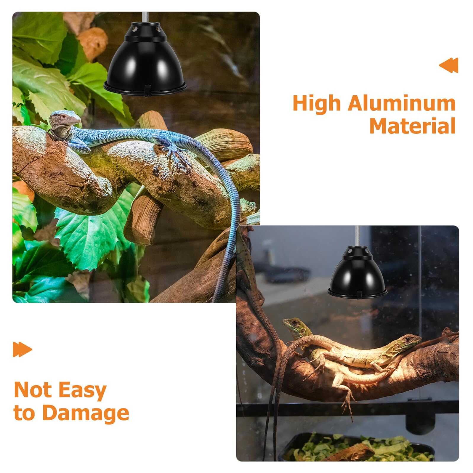 2 Sets Reptilien Lampenschutz aus Edelstahl Hohlkugel Lampenschirm mit Reflektor Schutzabdeckung für Wärmelampen im Terrarium Kompatibel mit Bartagamen und Anderen Reptilien