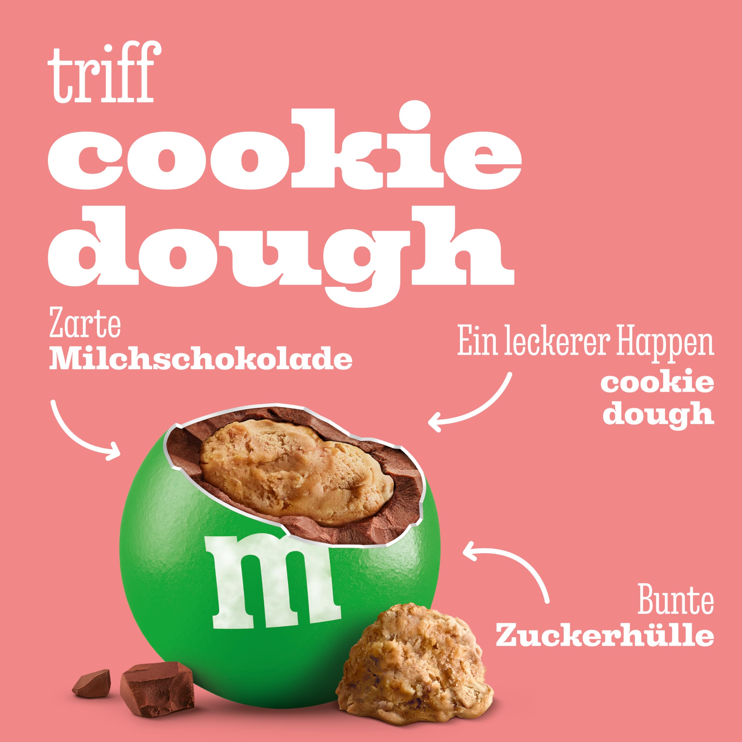 M&M's Cookie Dough, Knackige Schokolinsen mit Keksteiggeschmack und Bunter Zuckerhülle als Süßigkeit, Schokolade zum Teilen, 3960g (33er Pack)