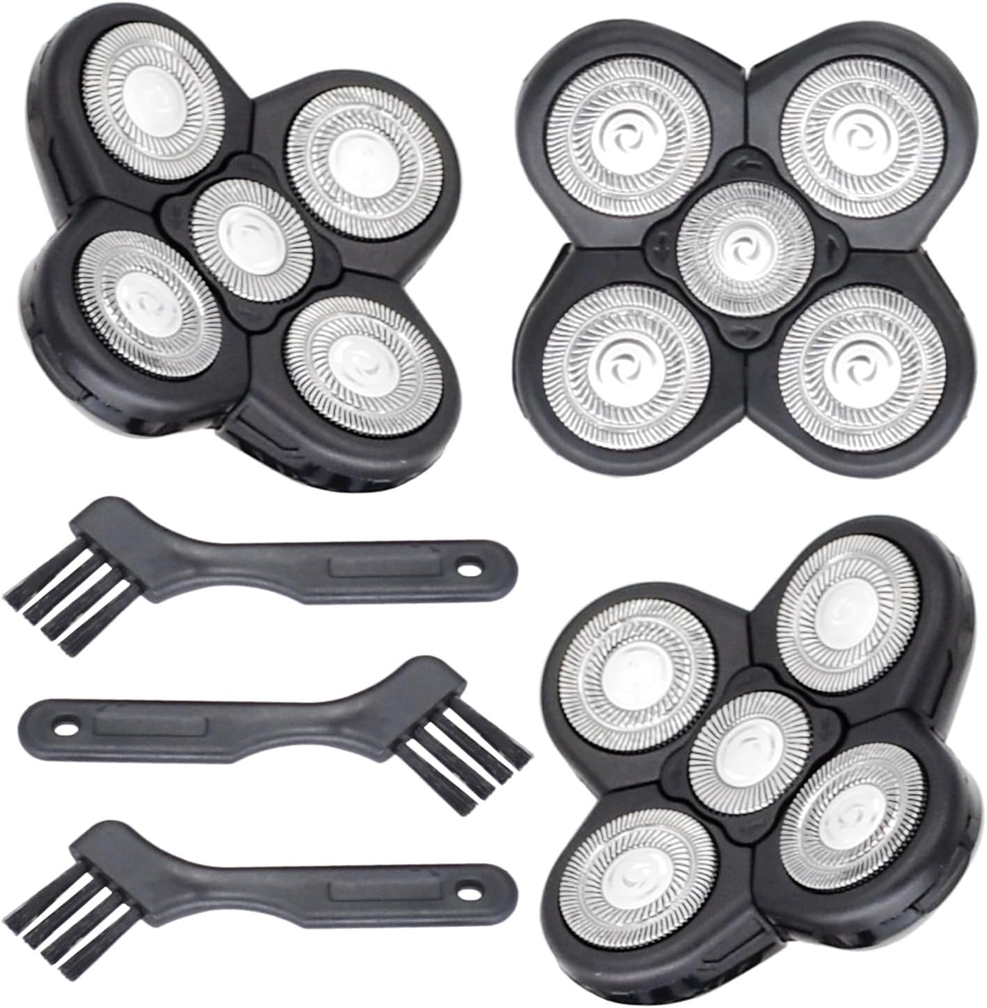 3 Pack Blades Refills Compatible with Freebird Shaver, 5 Blades Shaver Replacement Head for Bald Men, Electric Razor Replacement Heads for Freedom Grooming with 3 Cleaning Brush