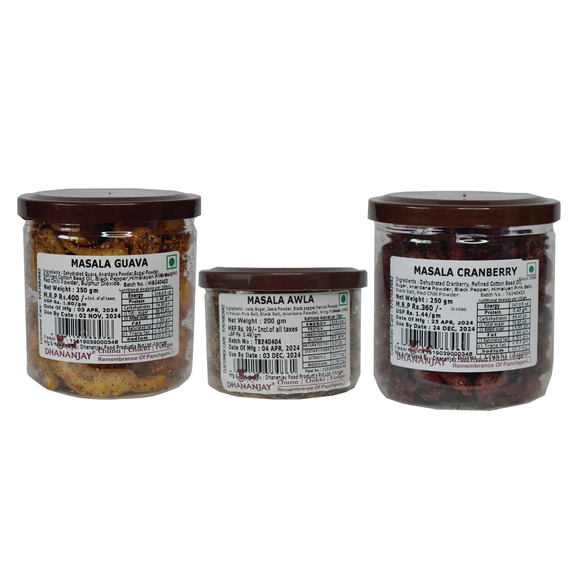 Dhananjays Combo of Masala Guava (250g), Masala Cranberry (250g), Masala Awla (250g) | 100% Organic | Healthy & Delicious | Combo of 3 (B0CVVR38TR) Amazon Price History, Amazon Price Tracker