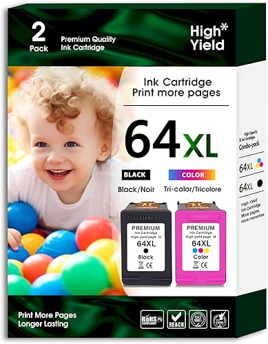 64 XL 64XL - Cartucho de tinta negro y de color para HP 64XL compatible con impresoras HP 7855, 7858, Envy Photo 7855 7858 7800 7100 7155 6255 7164