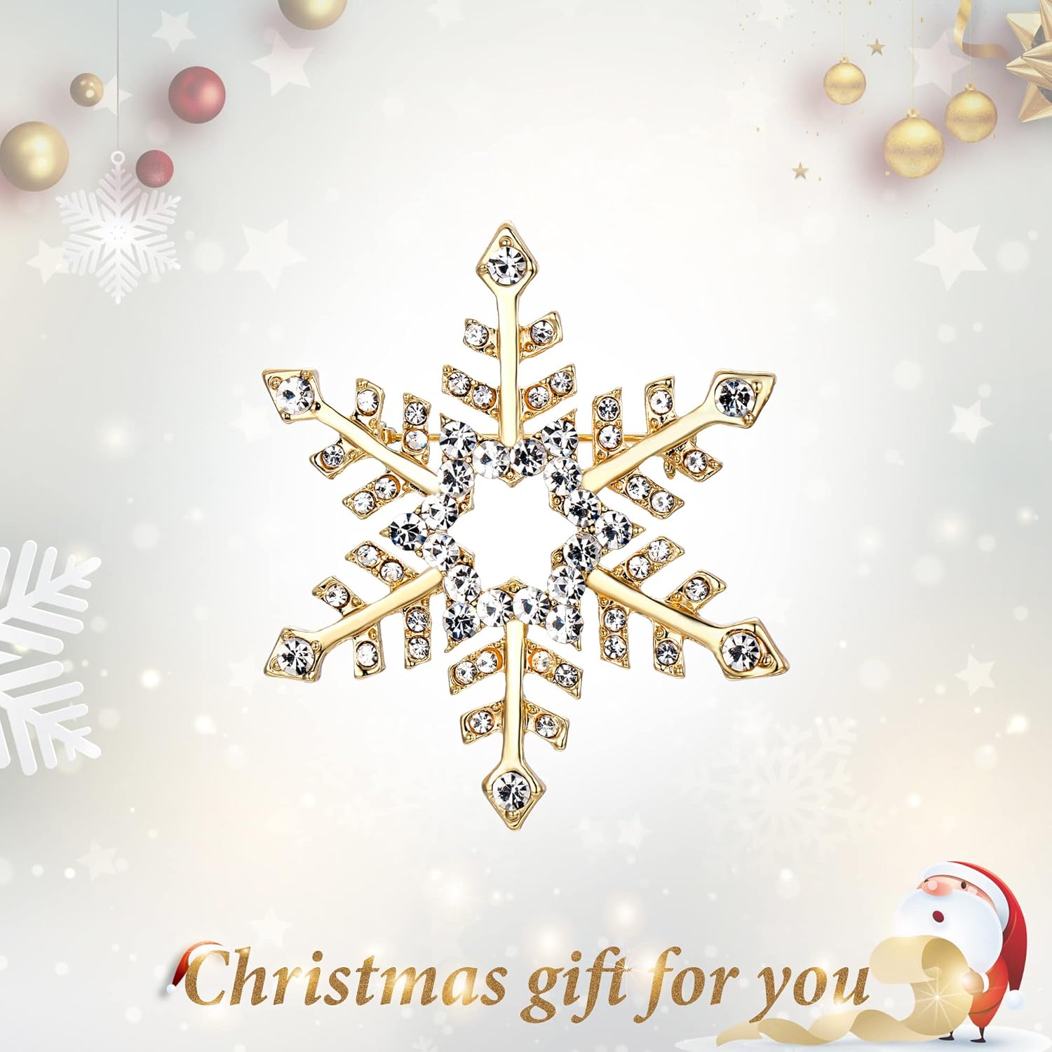 EVER FAITH Austrian Crystal Winter Snowflake Flower Star Elegant Brooch Pin Clear - Image 2