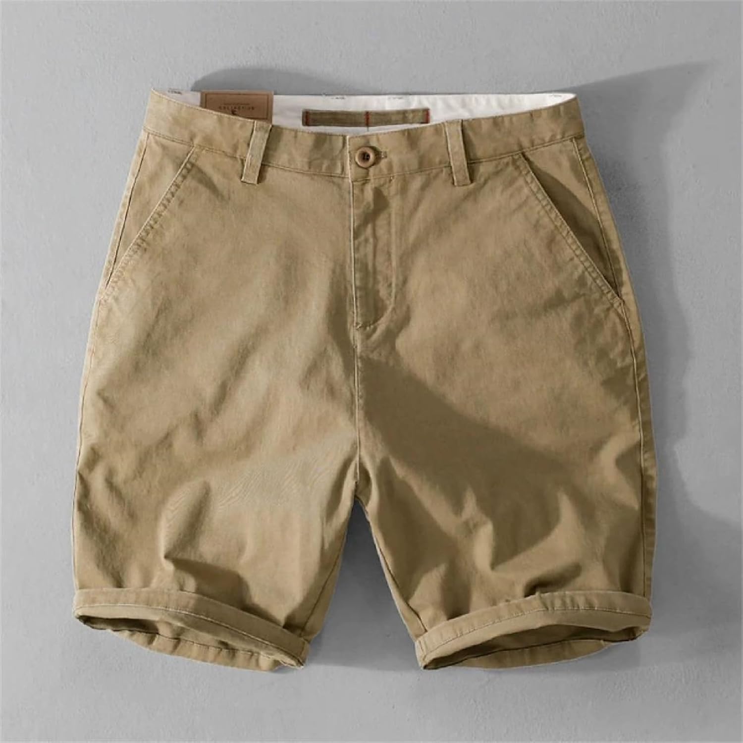 Men's Summer Solid Color Cotton Cargo Shorts Casual Soft Comfortable Loose Fit Shorts for Daily Wear