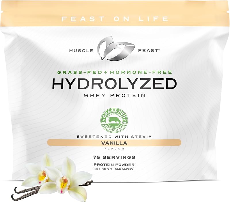 Muscle Feast Grass Fed Hydrolyzed Whey Protein Powder, Vanilla (5lb)