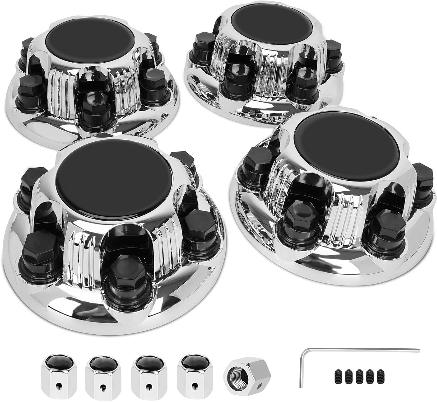 Jedaful(Set of 4) Wheel Center Caps 6 Lugs,OEM Replacement Chrome Hub Caps Center Set Fits 16"/17" Inch Wheel Rims Caps
