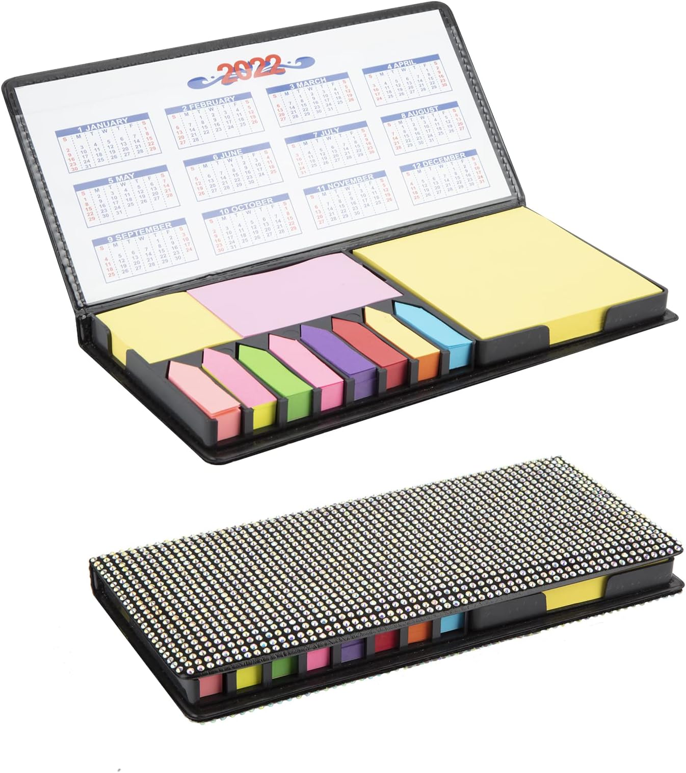 Bling Crystal SelfStick Note Pad Holder MultiColor SelfStick Notes Set with PU