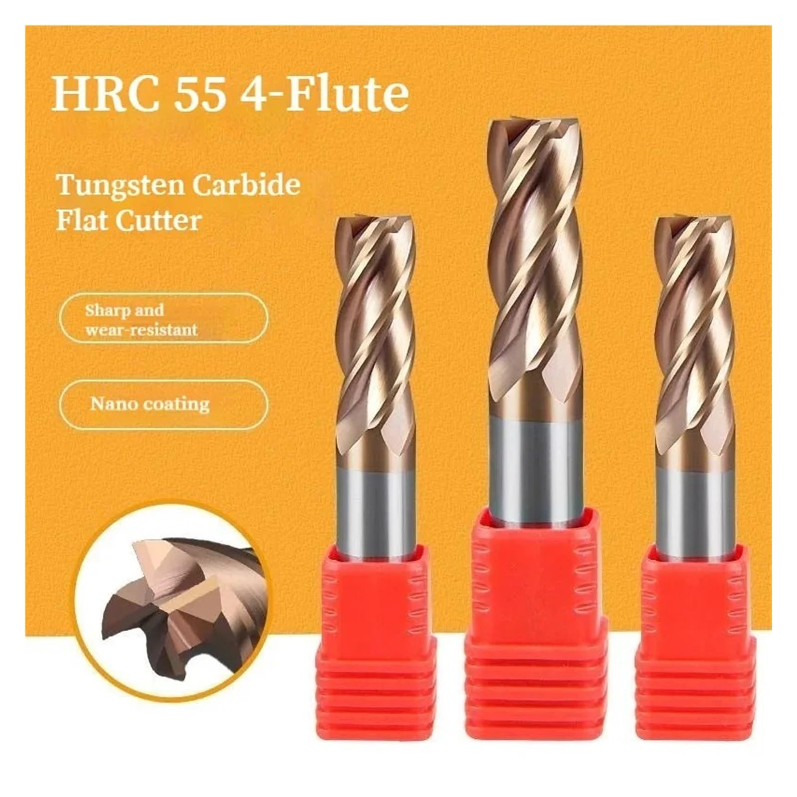 Fresa De Acero Tungsteno CNC, 1 Unidad, HRC55, Centro Mecanizado 4 Flautas, Extremo, Aleación Keyway(10X40X100L)