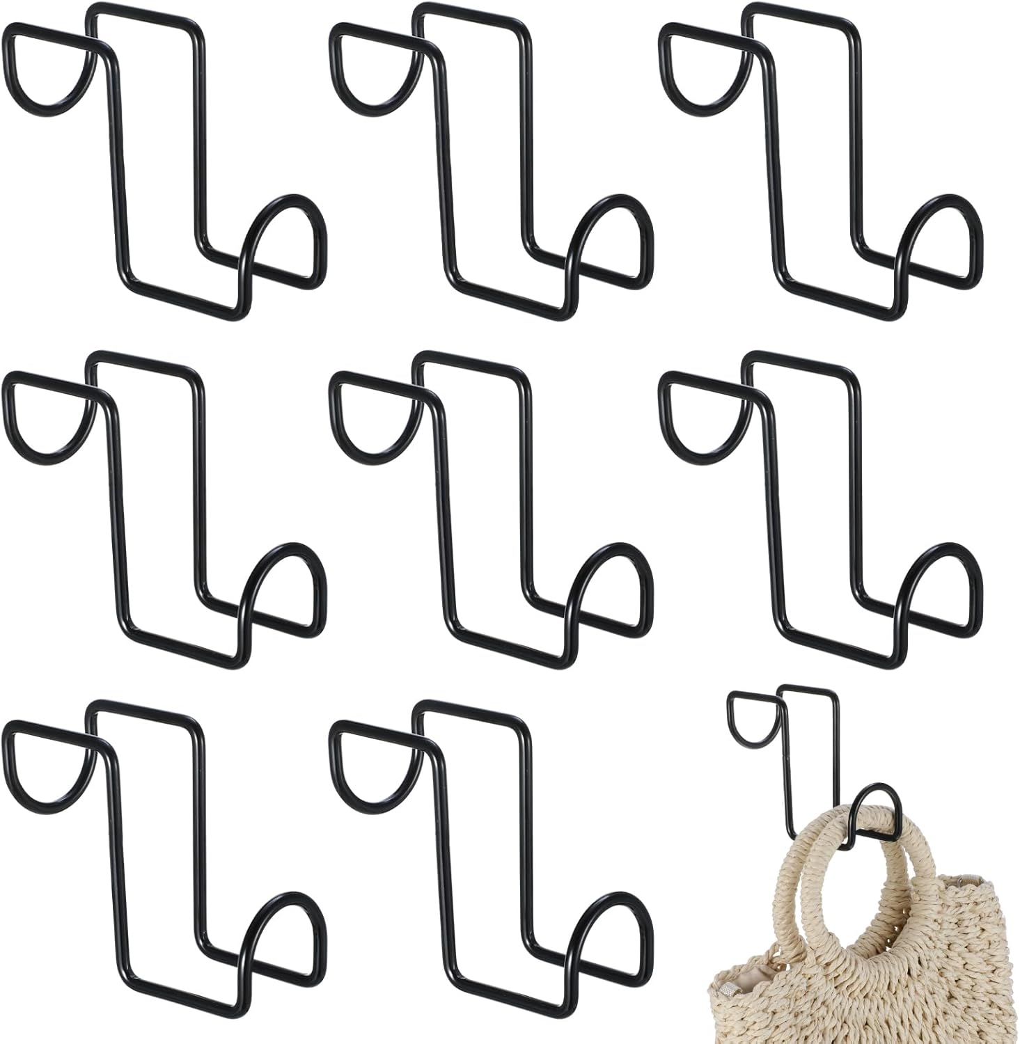 8 Pcs 4 Inch Tack Hook, Heavy Duty Metal Over Rail Tack Hook for Hanging Horse Bridles, Buckets (Black)