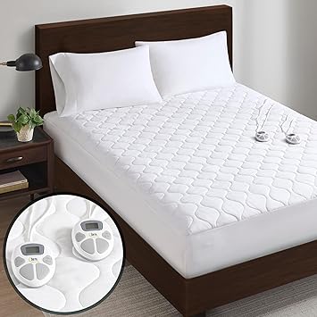 Serta Heated Mattress Pad Queen Size - Electric Mattress Pad, 10 Heat Setting Controller, Auto Shut Off Timer, Deep Elastic Pocket, Up to 17" Mattress, ETL Certified, Machine Wash, Queen, White