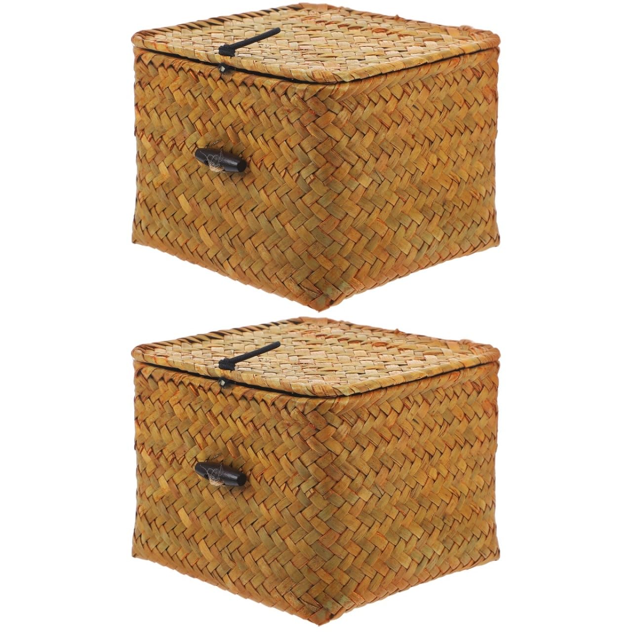 Panier de rangement en jonc de mer avec couvercle BESTonZON lot de 2 pour tiroir