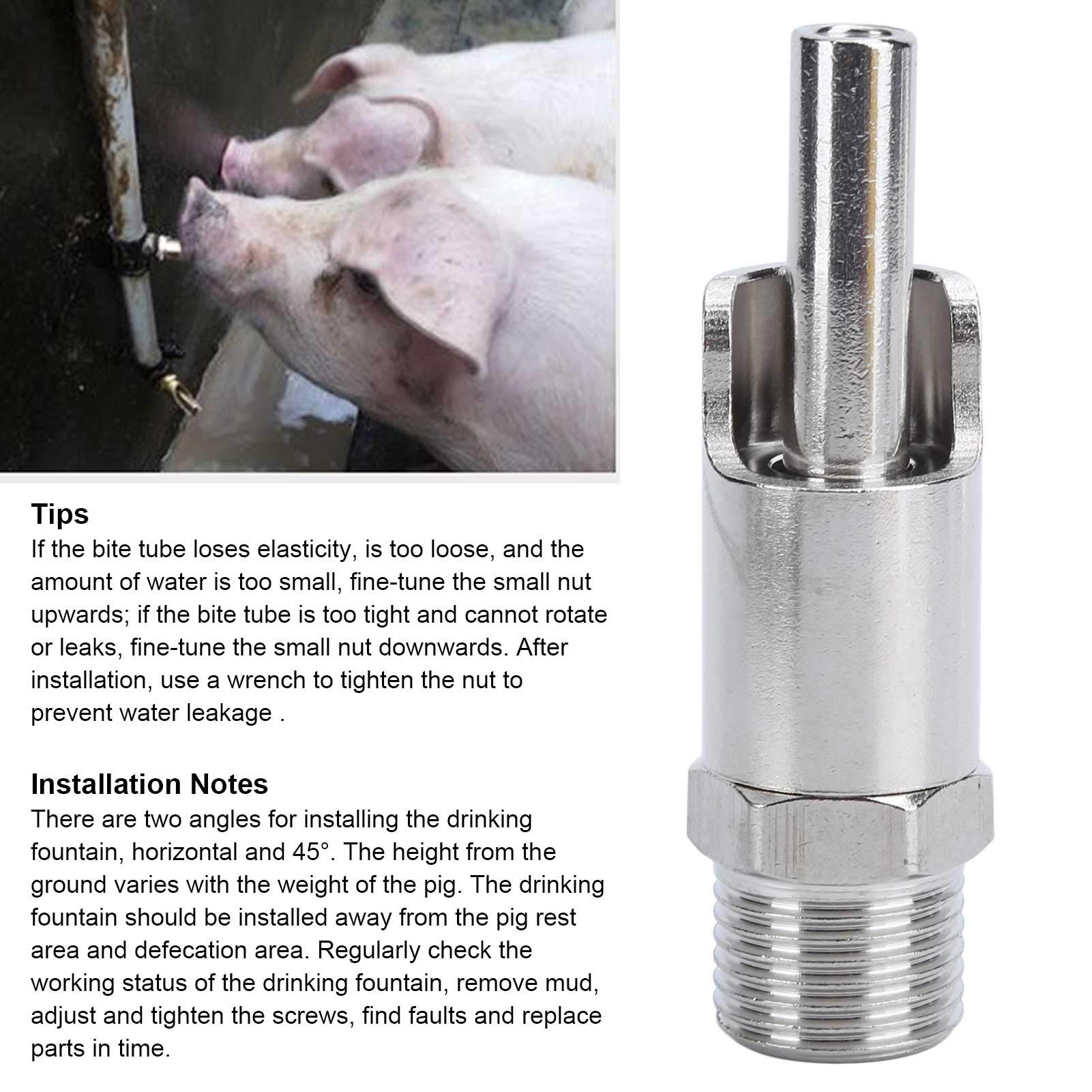 Bebedero automático de Boca de Cerdo de 10 Piezas, Tipo Paja Bebedero automático para Cerdos de Gran Flujo de Agua Fuente de Beber para Cerdos Accesorio para bebederos Alimentación(Acero Inoxidable)