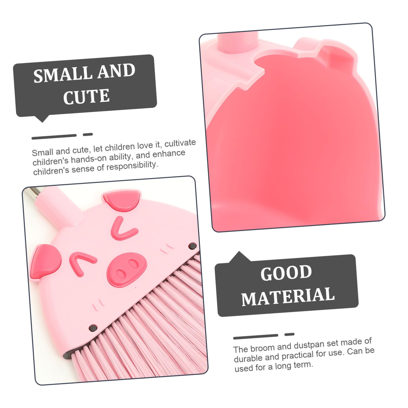 Juego de Escoba y Recogedor para Niños Rosa, Set 1 Pieza | Pp y Pet, Práctico para Uso Diario, Área Amplia de Limpieza, Pequeño y Simpático