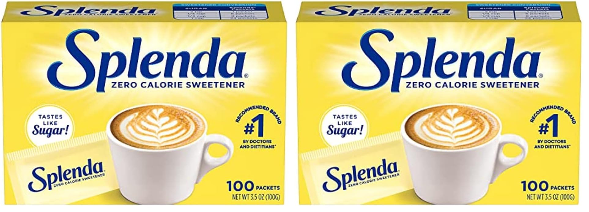 SPLENDAZero Calorie Sweetener, 100 Count Packets (Pack of 2)