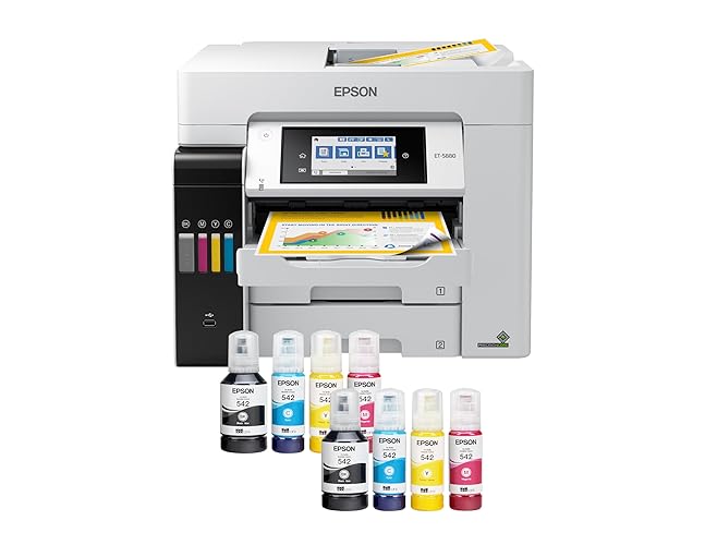 Epson EcoTank Pro ET-5880 Wireless Color All-in-One Supertank Printer with Scanner, Copier, Fax, Ethernet and PCL/Postscript, White - ET-5880 - FAX/Print/PCL/Postscript/Copy/Scan
