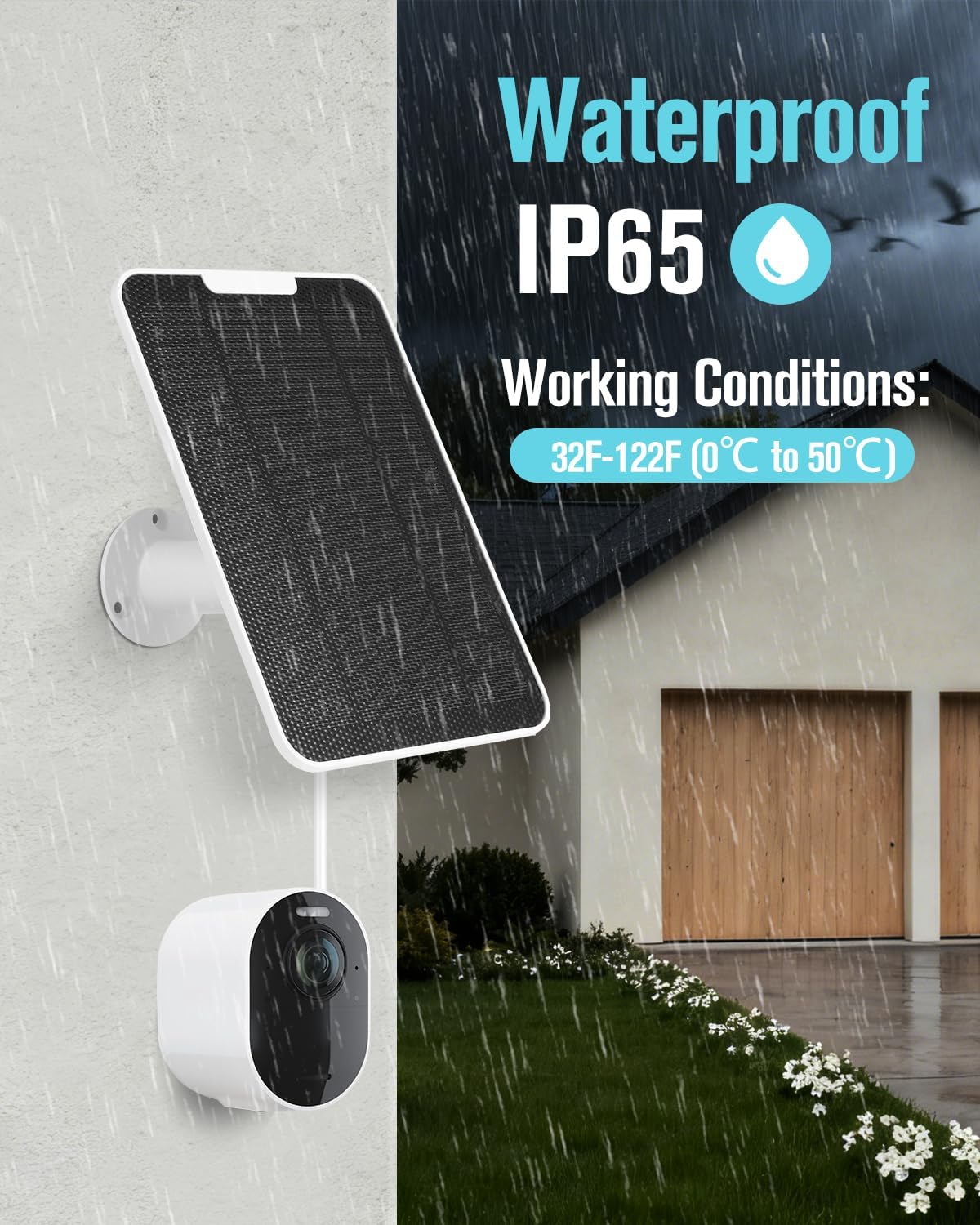 Solar Panel Charger Compatible with Essential Series, Pro 6/6 XL/5S/4/3, Go 2, Ultra Series & Wireless Floodlights, 6V 5W Solar Panel for Arlo Security Camera, P65 Weatherproof, 9.8ft Cable, 2 Pack