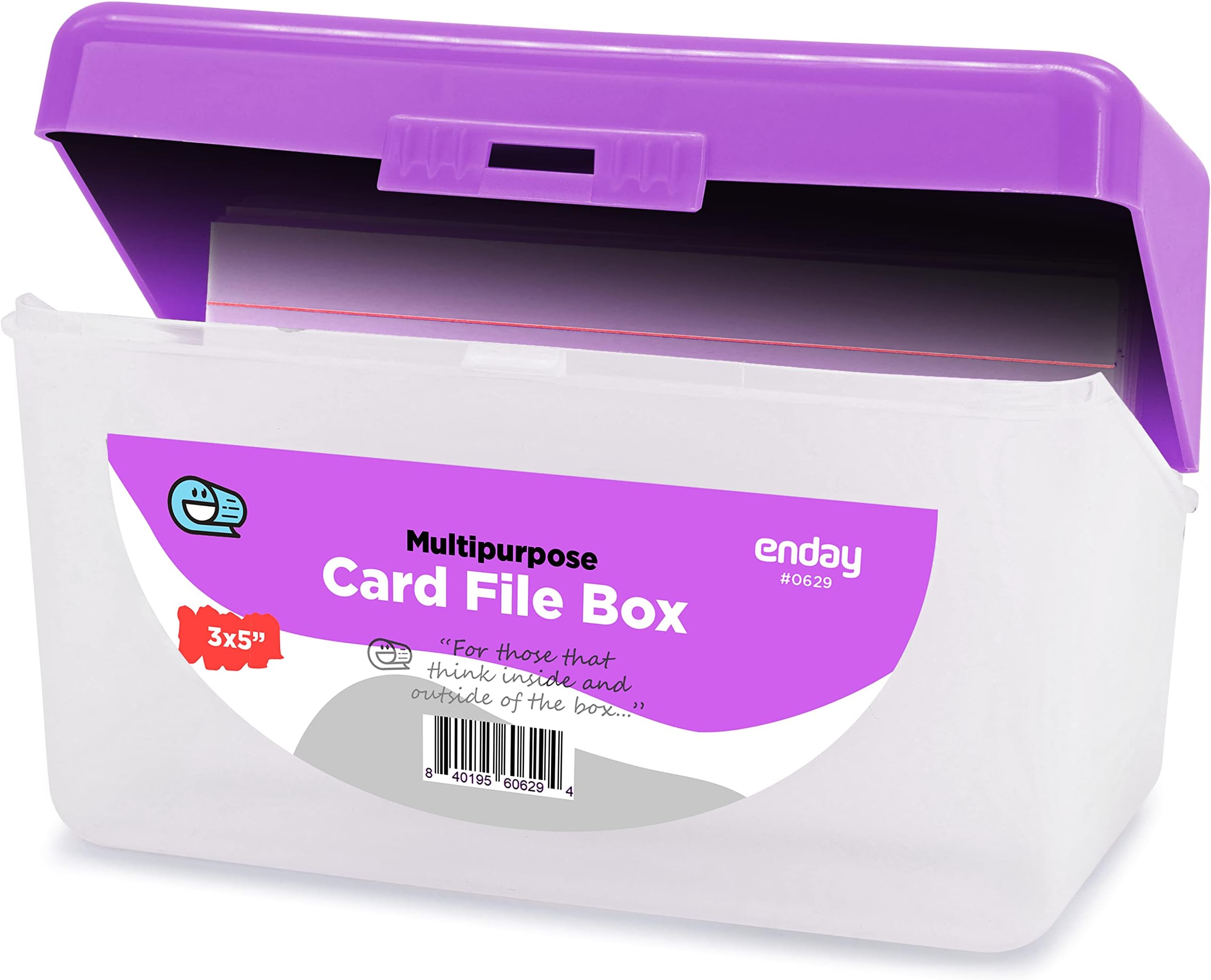Plastic Index Card Holder, Flip Top File Box Holds 300 3 x